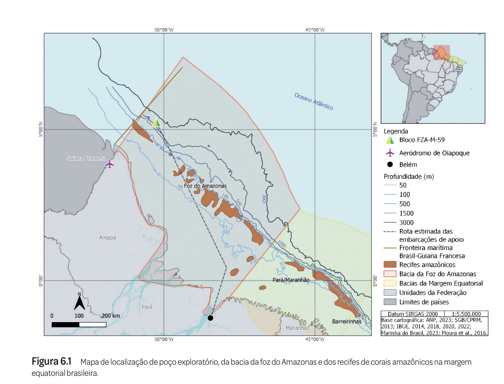Mapa da bacia da Foz do Amazonas e recifes de corais amazônicos — ABLOS Conference, Mônaco, 2023